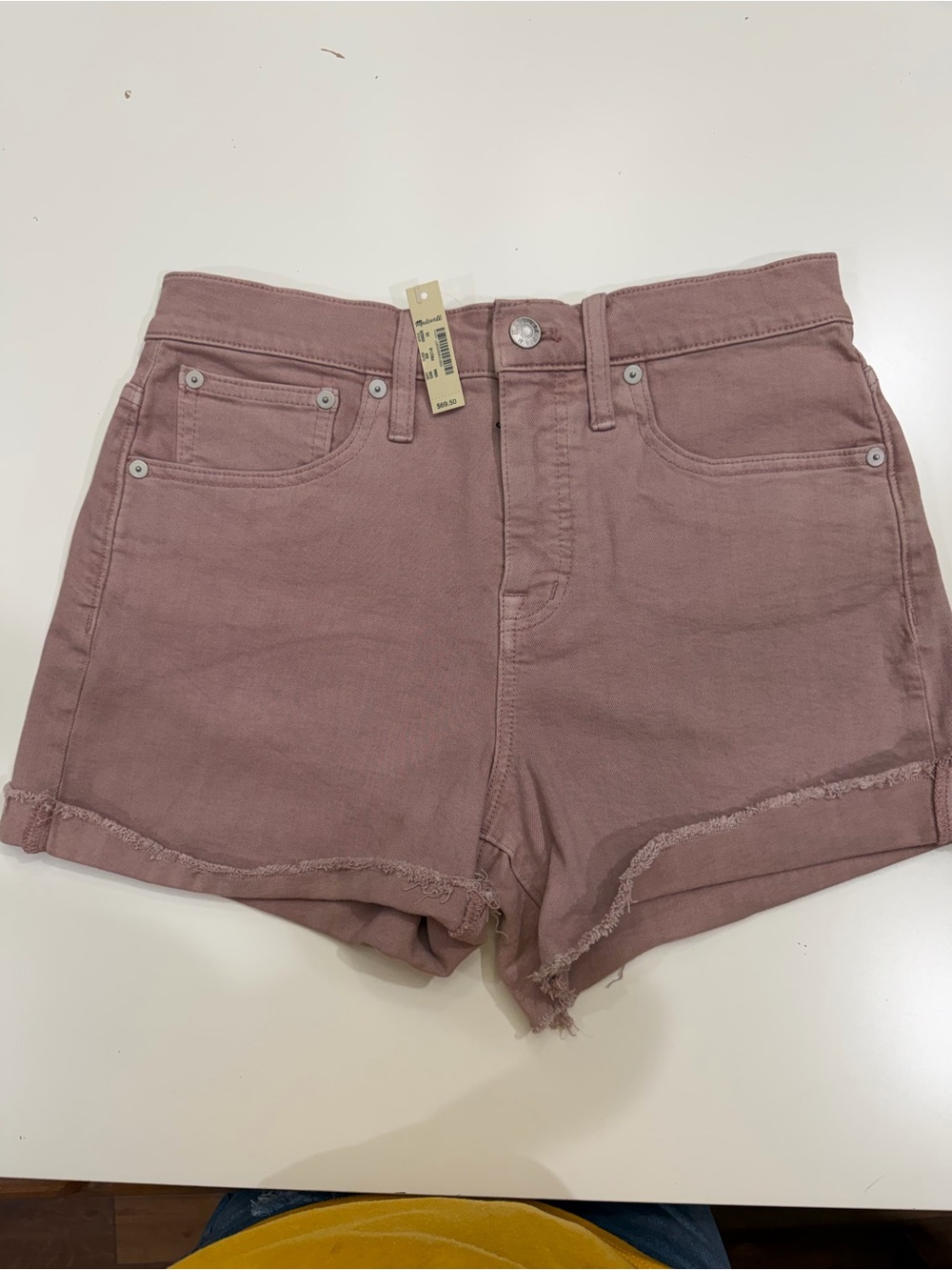 Madewell Mauve-Pink High-Rise Jean Shorts